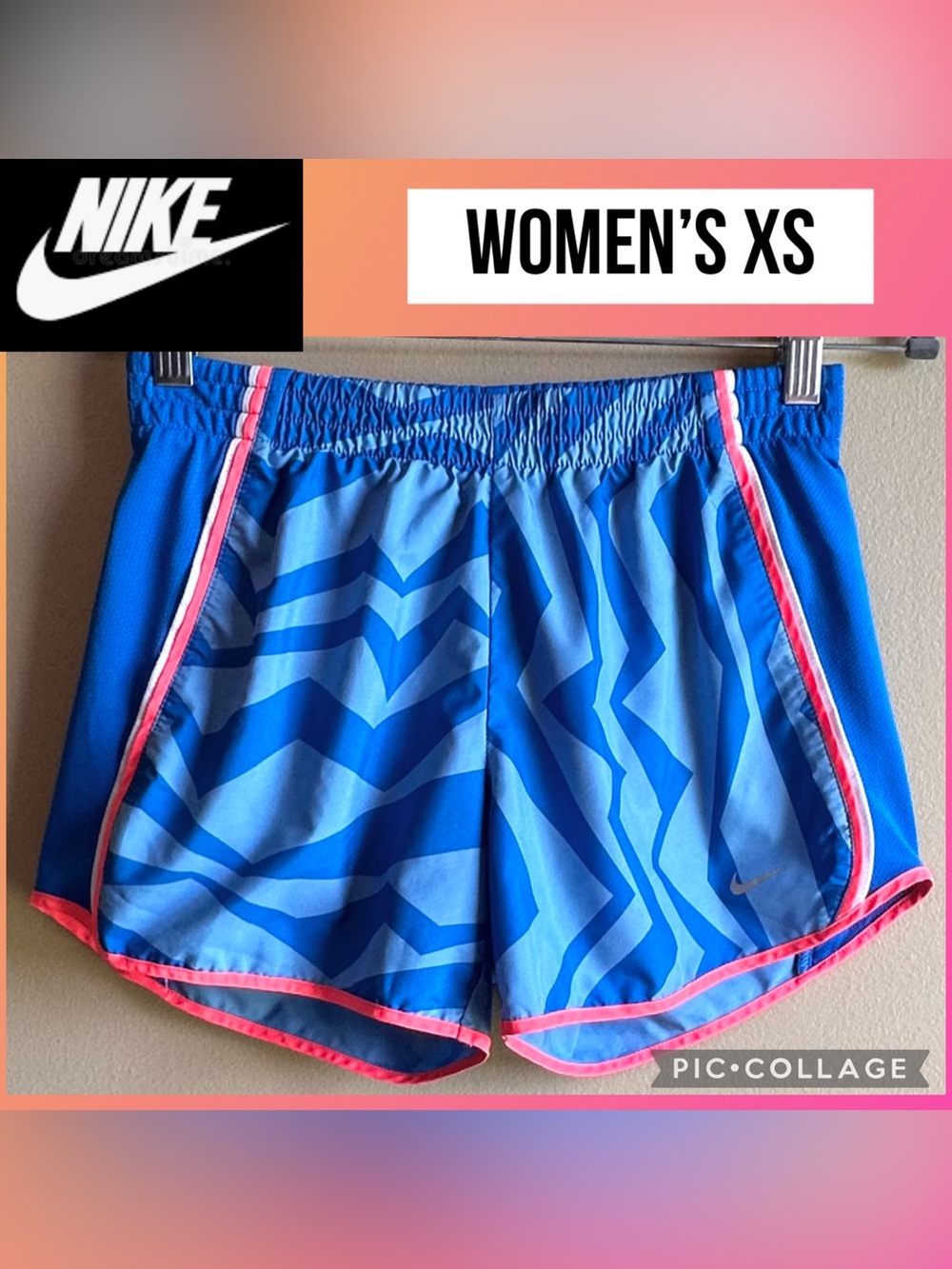 Nike Womens Shorts 3.75” Inseam Blue Print 5K Tempo Running Training Gym Size XS